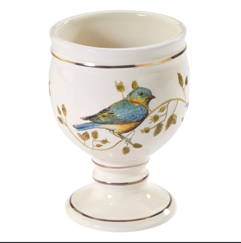Elegant Cream Washcup with Bird Design